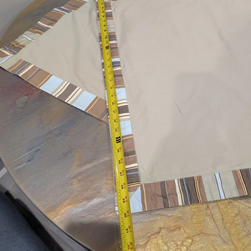 Martha Stewart Beige Tan Framed Striped Mosaic Cotton Euro Pillow Covers 29